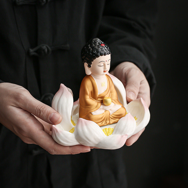 Zensoullab Creative Boutique Handicrafts Ceramic Classical Buddha Statue Buddha Buddha Guanyin Bodhisattva Chinese Household Car Safety Ornaments