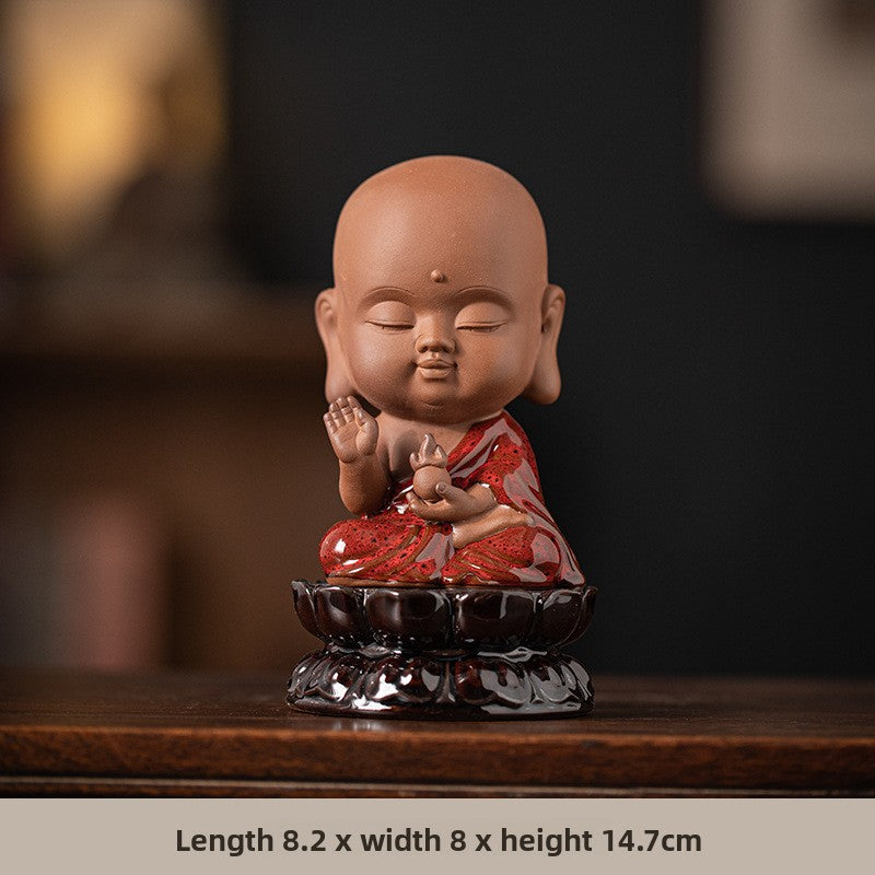 zensoullab Zen Chinese Style Saha Three Saints Desktop Ornament Creative Home Ceramic Buddhist Living Room Entrance Display Shelf Decoration