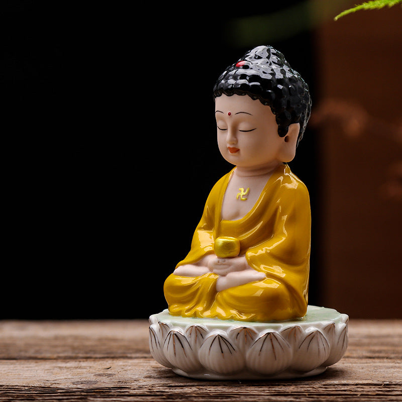 zensoullab Ceramic Saha Western Three Saints Home Worship Guanyin Bodhisattva Shakyamuni Buddha Ksitigarbha Buddha Statue Home Decor