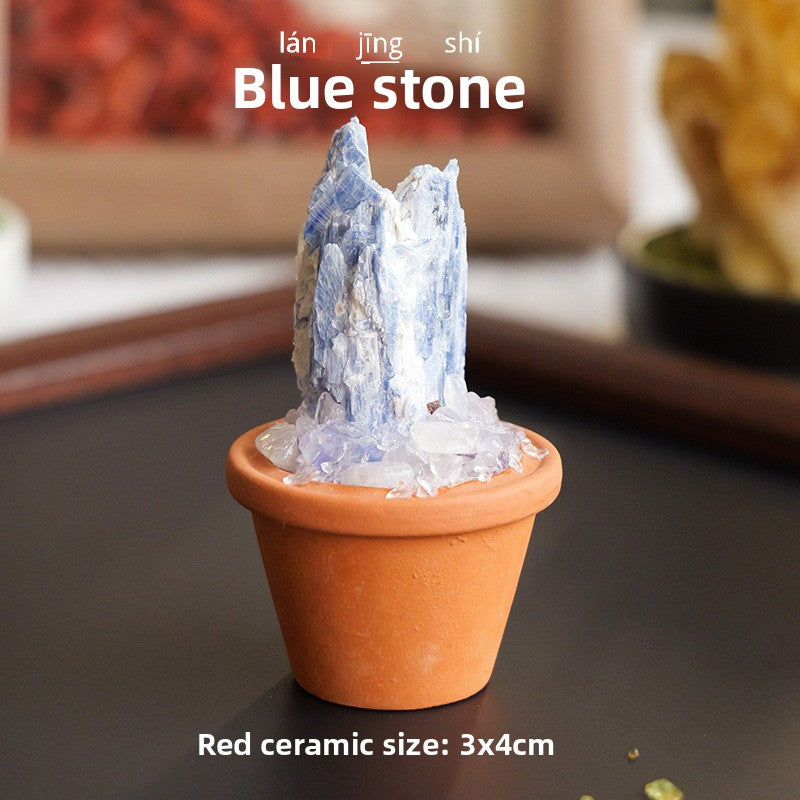 zensoullab Natural Crystal Raw Stone Mineral Pot Ornament Crystal Gemstone DIY Simulation Potted Plant Home Desktop Car Ornament