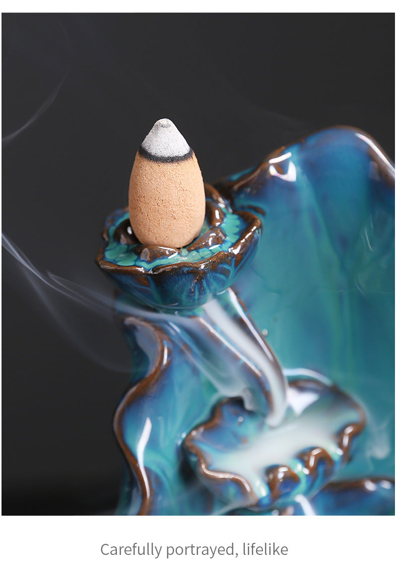 Amazon Ceramic Lotus Backflow Incense Burner Creative Blue Lotus Backflow Aromatherapy Burner Home Decor