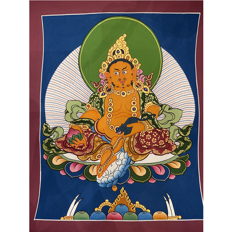 zensoullab Nepal Hand-painted Yellow God of Wealth Green Tara Manjushri Four-armed Guanyin Medicine Buddha Buddha Statue Thangka Table Decoration Hanging Painting