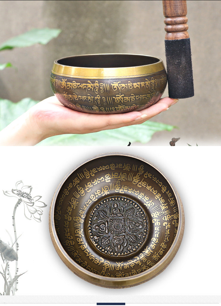 Zensoullab Nepal Xizang Himalaya Bowl Buddha Sound Bowl Buddha Sound Bowl Singing Bowl Yoga Meditation Himalaya Bowl Ear Cleaning Healing Copper Chime Stone