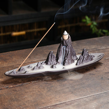 zensoullab Purple Clay Sandalwood Incense Burner Incense Holder Incense Stick Backflow Incense Burner Creative Mountain Water Backflow Incense Burner Home Decor