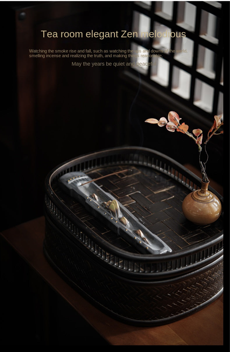 zensoullab High Mountain Flowing Water Incense Burner Ornament for Home Indoor Use, Ceramic Creative Zen Sandalwood Incense Holder