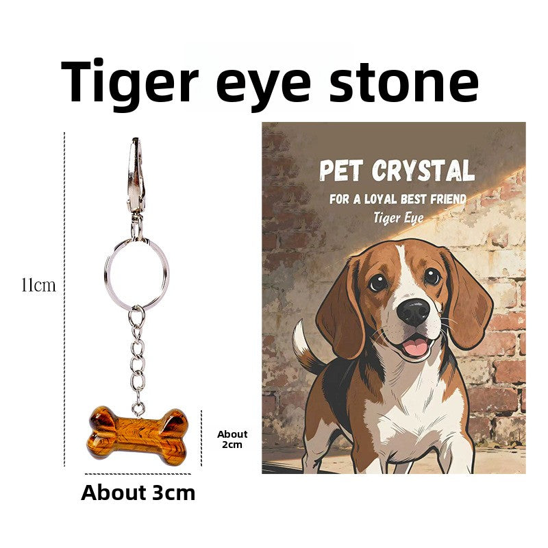 zensoullab Natural Crystal Bone Pet Dog Cat Pendant Purple Pink White Crystal Keychain Bag Charm Golden Retriever Pug