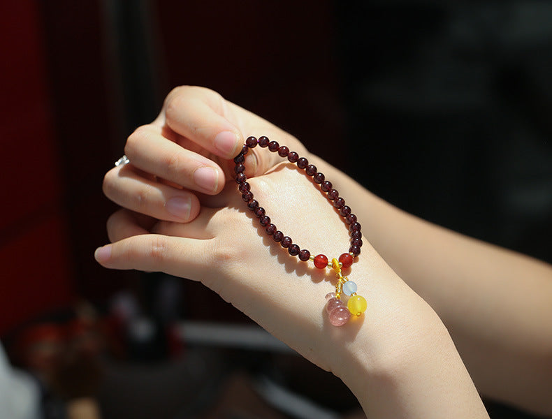 zensoullab Natural 5MM Garnet Bracelet Pendant Strawberry Crystal Gourd Crystal Bead Jewelry