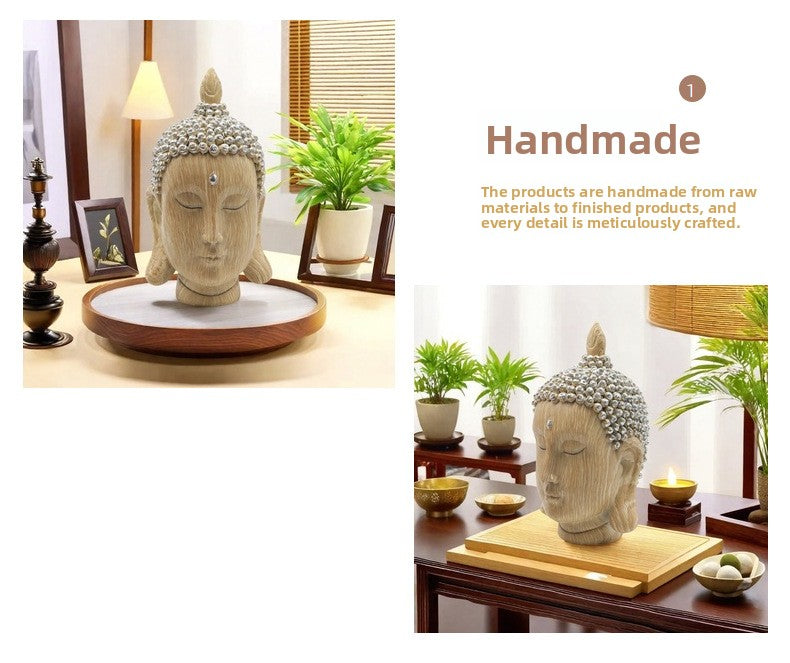 zensoullab Southeast Asian Buddha Statue Buddha Head Ornament New Chinese Zen Resin Craft Living Room Tea Room Home Retro Decoration