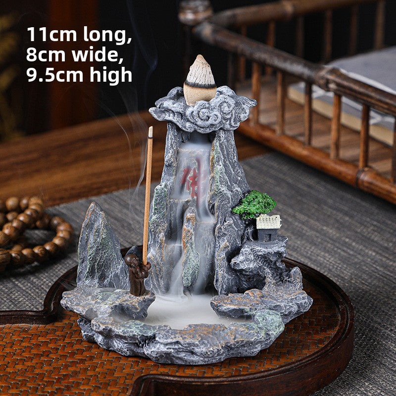 zensoullab Resin Backflow Incense Burner for Home Indoor Tower Incense Burner Sandalwood Burner Creative Personalized Aromatherapy Ornament Chinese Style