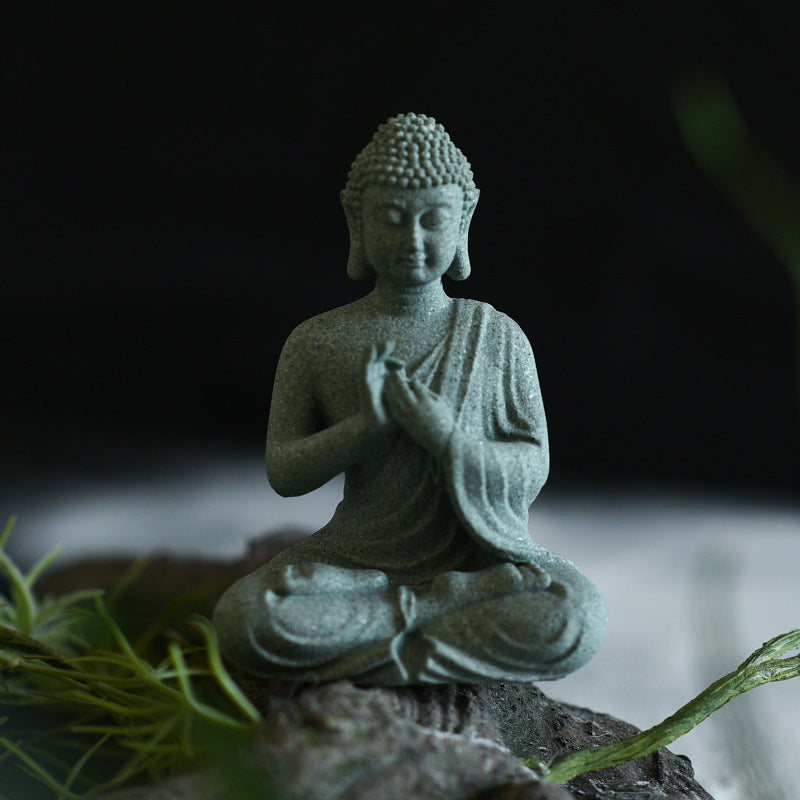 zensoullab New Buddha Statue Crafts Zen Fish Tank Landscape Ornament New Chinese Style Creative Entrance Home Decoration