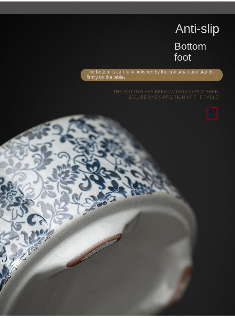 zensoullab Blue and White Twining Lotus Coil Incense Burner Ancient Pottery Clay Antique Ceramic Coil Incense Aromatherapy Ornament Incense Burner Home Incense Holder Incense Ceremony