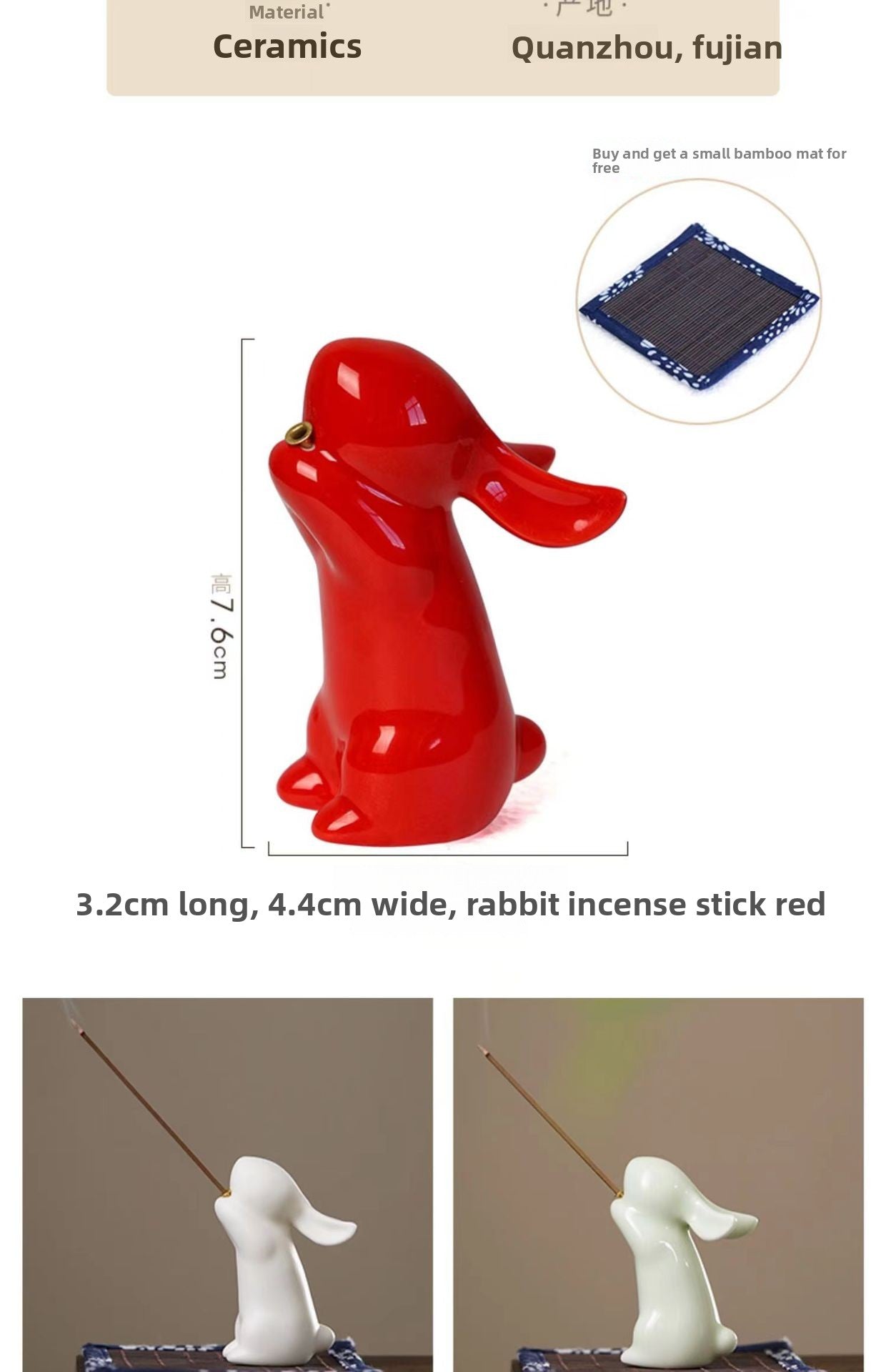 Zensoullab Creative Cute Little White Rabbit Ceramic Aromatherapy Stove Decoration Tea Ornaments Cover Living Room Home Incense Sandalwood Incense Stick Holder