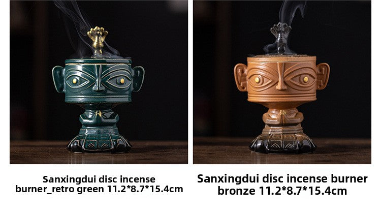 zensoullab Vintage Ceramic Cultural Creative Sanxingdui Incense Burner Home Indoor Sandalwood Burner Incense Burner Incense Supplies Aromatherapy Burner Ornament