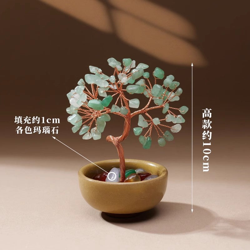 zensoullab Natural Yellow Crystal Money Tree Ornament Amethyst Wealth-Attracting Treasure Bowl Office Desk Decoration