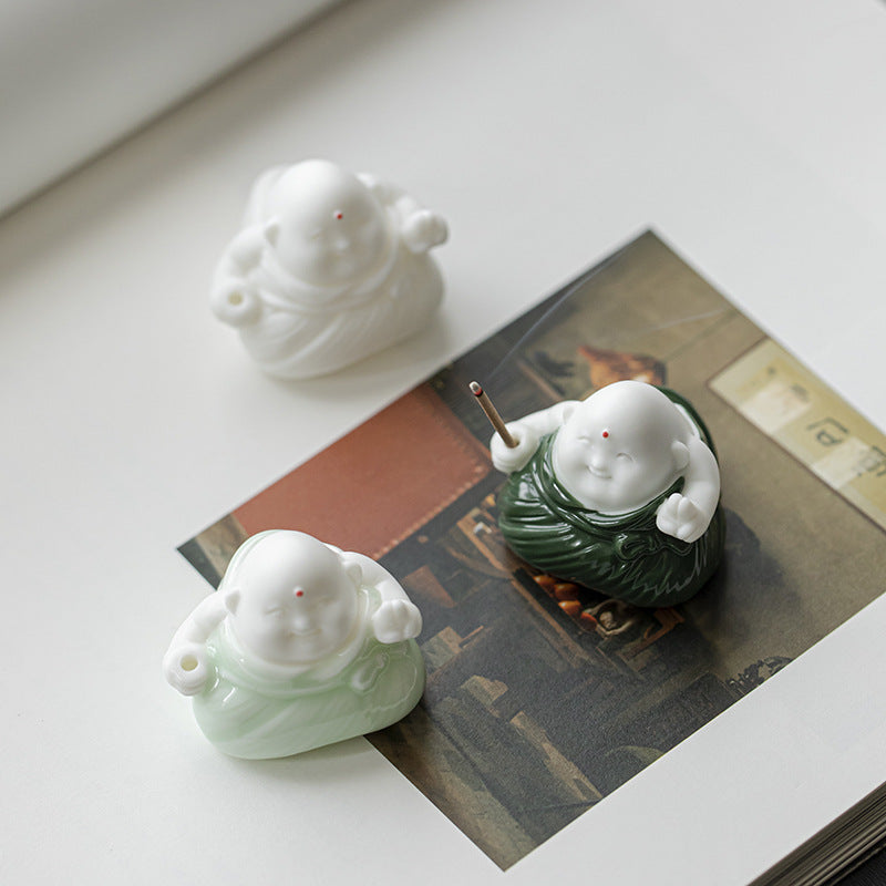 zensoullab Creative Cute Little Zongzi Ceramic Aromatherapy Burner Ornament Home Dragon Boat Festival Gift Sandalwood Incense Holder