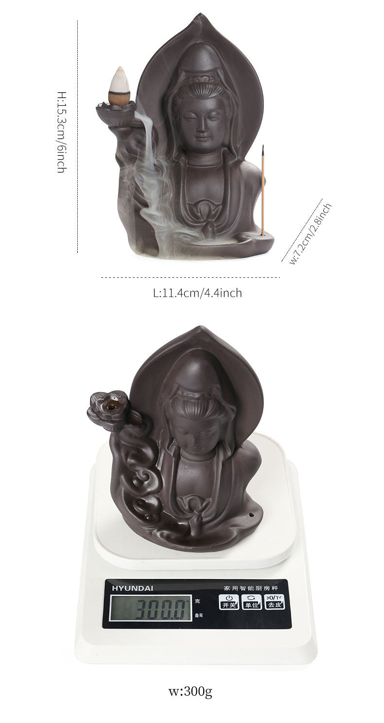 Purple Clay Backflow Incense Burner Creative Guanyin Sandalwood Agarwood Backflow Incense Burner Home Craft Ornament