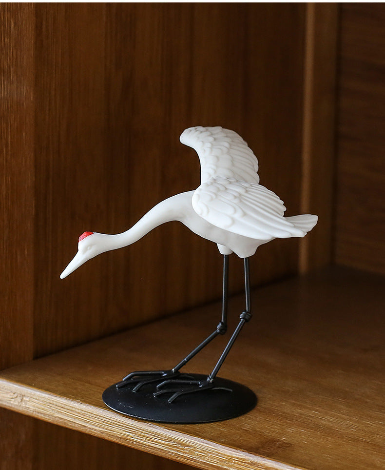 zensoullab Ceramic Crane Animal Red-crowned Crane Ornament New Chinese Style Potted Plant Fake Mountain Water Landscape Micro Landscape Desktop Decoration