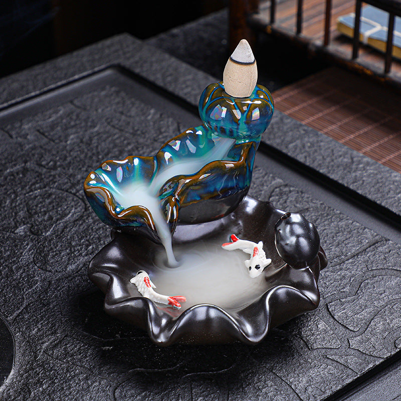 zensoullab Backflow Incense Burner Creative Home Decor Ceramic Burner Craft Pisces Backflow Kiln Change Ornamental Special Offer