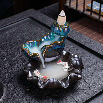 zensoullab Backflow Incense Burner Creative Home Decor Ceramic Burner Craft Pisces Backflow Kiln Change Ornamental Special Offer