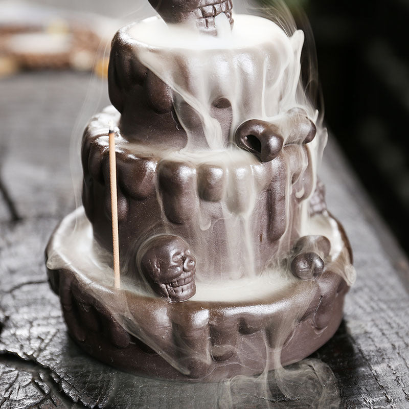 zensoullab Hot-Selling New Incense Burner Creative Cake Skull Head Backflow Incense Burner Craft Ornament