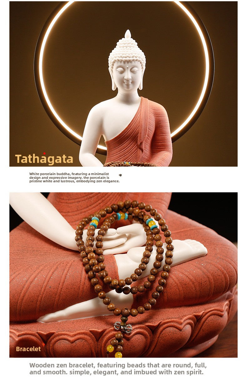 zensoullab Zen New Chinese Style Shakyamuni Buddha Lamp Circle Ornament Creative Home Interior Decoration Living Room Entrance Worship