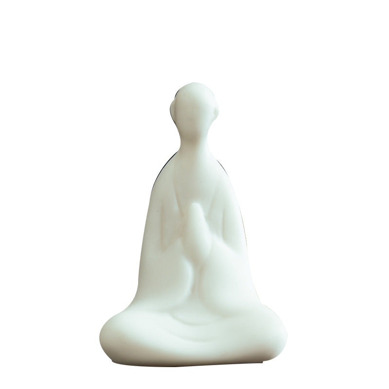 zensoullab Mini Ceramic Fingertip Small Buddha Zen White Porcelain Formless Buddha Little Monk Bonsai Fish Tank Micro Landscape Decoration Ornament