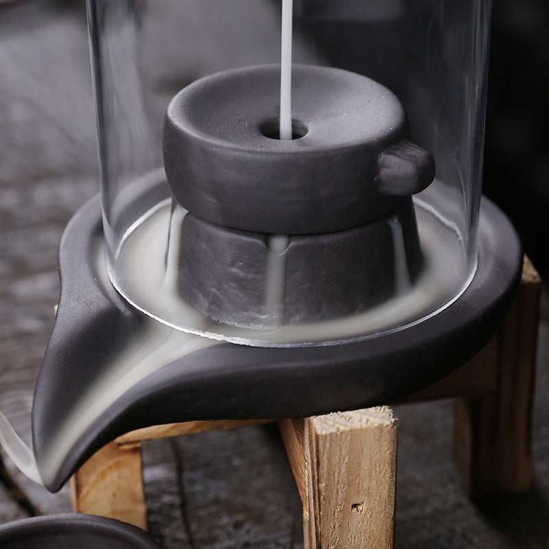 zensoullab Purple Clay Backflow Incense Burner Home Decor Creative Fortune Comes Windproof Cover Backflow Incense Burner Original