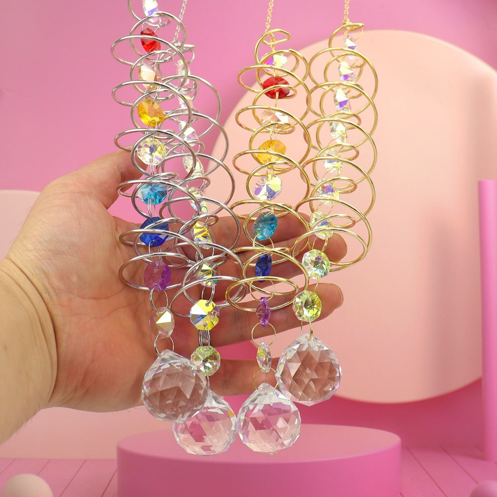 zensoullab Spiral Spinner Sun Catcher Crystal Wind Chime Rainbow Maker Rotating Hook Garden Decoration