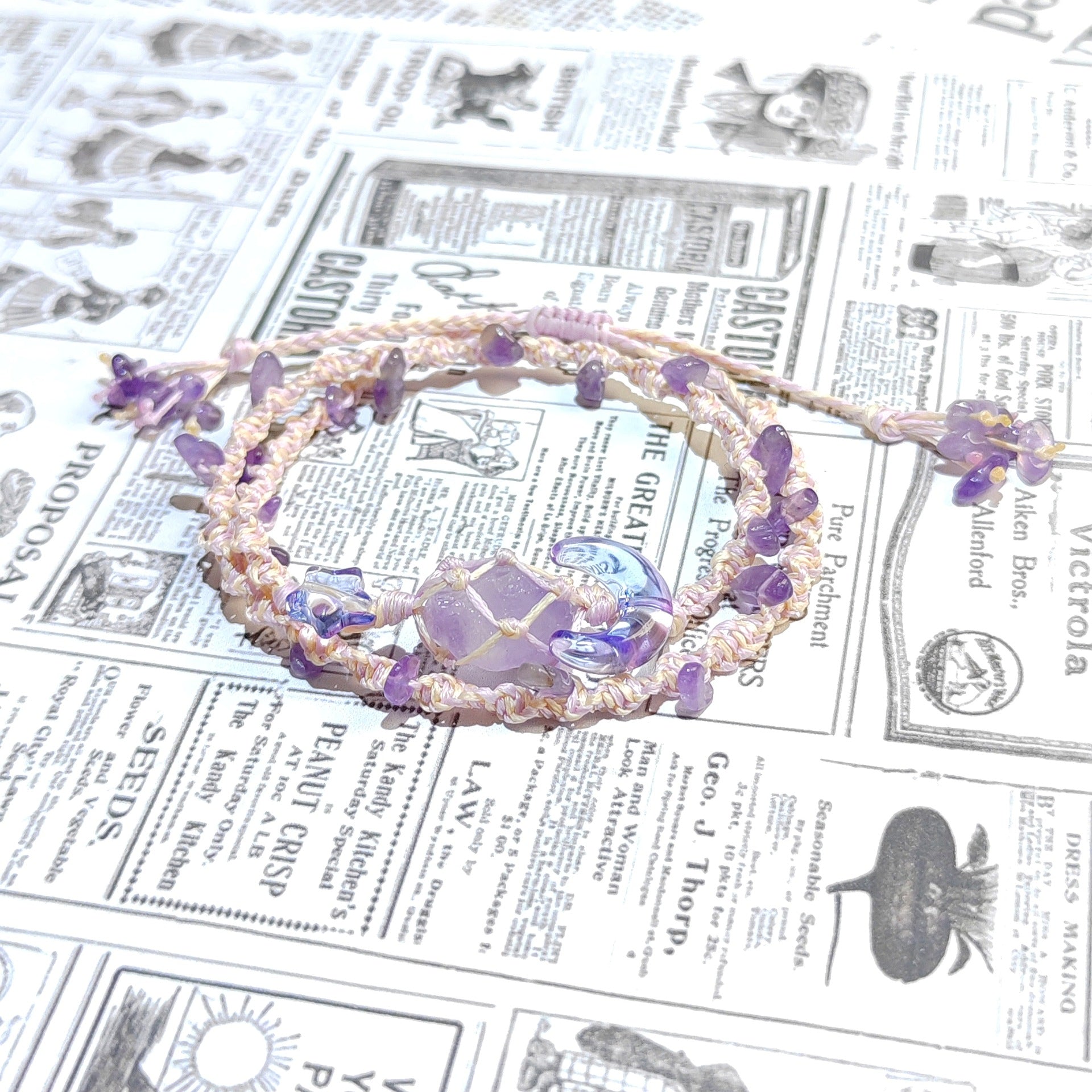 zensoullab Star Moon Amethyst Bracelet Heavy Craft Double Layer Stacking Wear