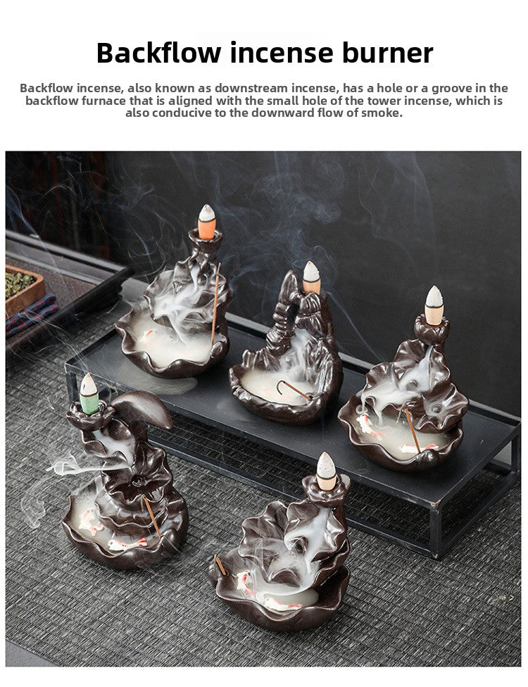 zensoullab Backflow Incense Burner Creative Home Decor Ceramic Burner Craft Pisces Backflow Kiln Change Ornamental Special Offer