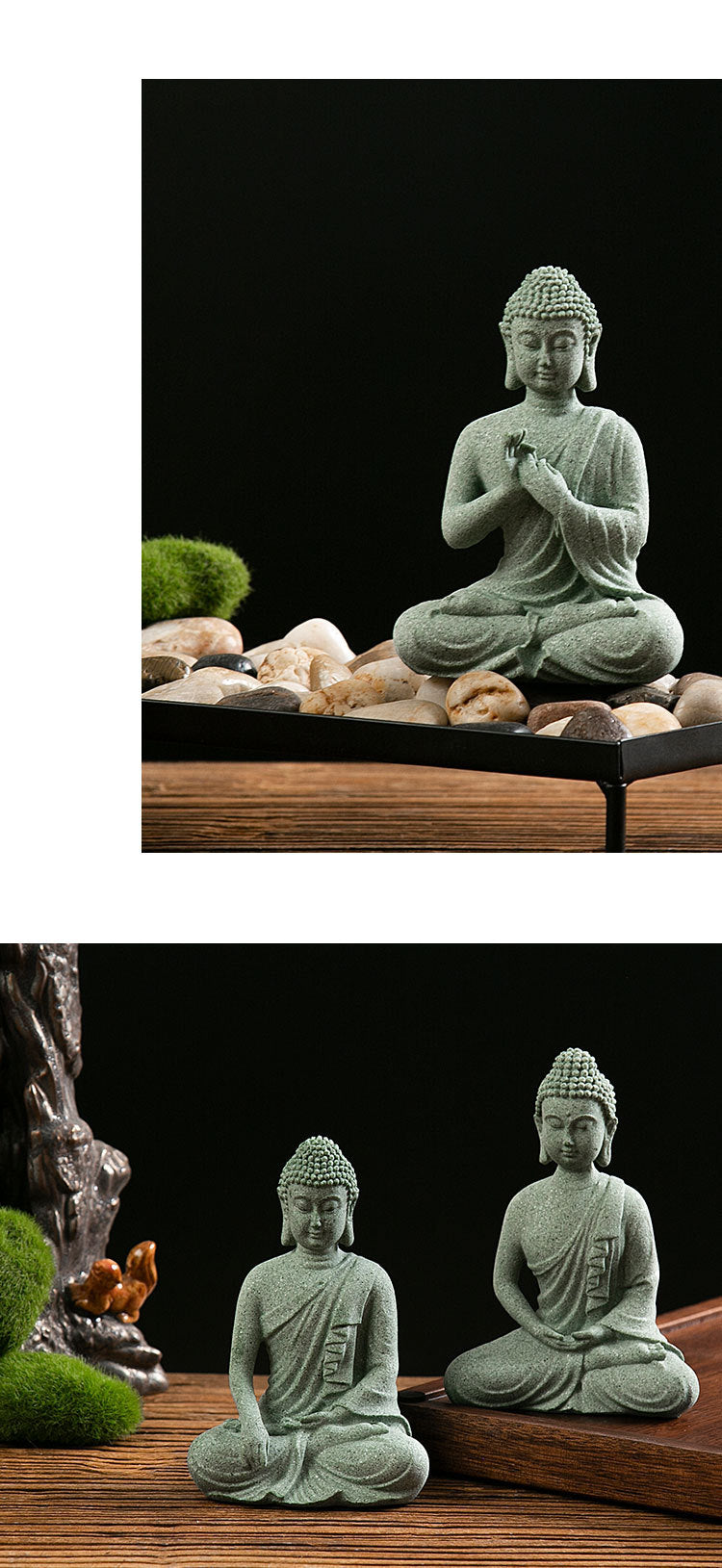 zensoullab New Buddha Statue Crafts Zen Fish Tank Landscape Ornament New Chinese Style Creative Entrance Home Decoration