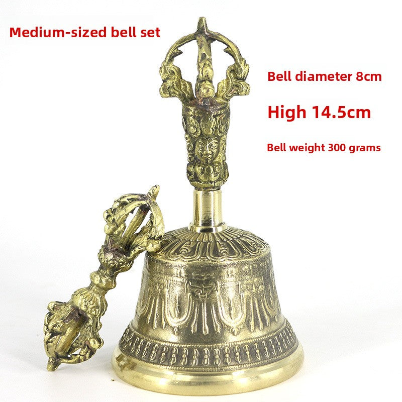 zensoullab Nepal Handmade Copper Bell Pestle Brass Five-Pronged Vajra Bell Pestle Healing Awakening Bell Buddhist Supplies Direct Supply