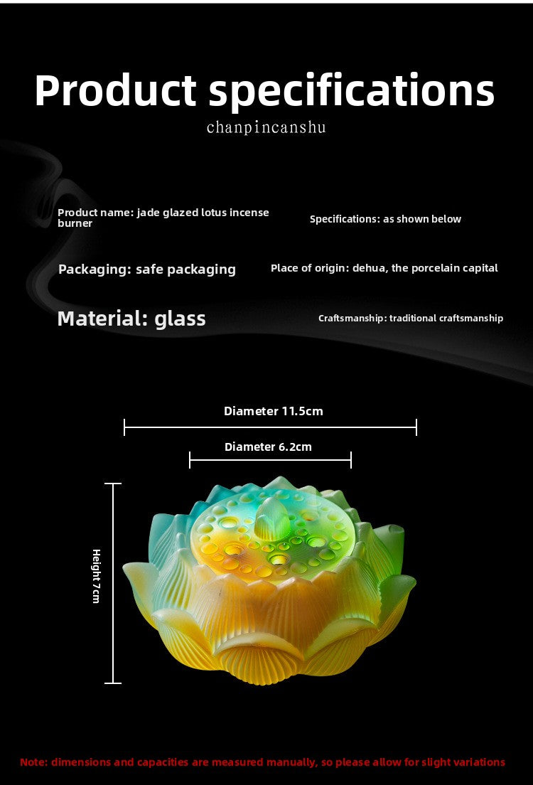 zensoullab Glass Incense Burner Ancient Method Lotus Seven-Color Coil Incense Sandalwood Agarwood True Incense Home Use Incense Holder New Chinese Style Ornament