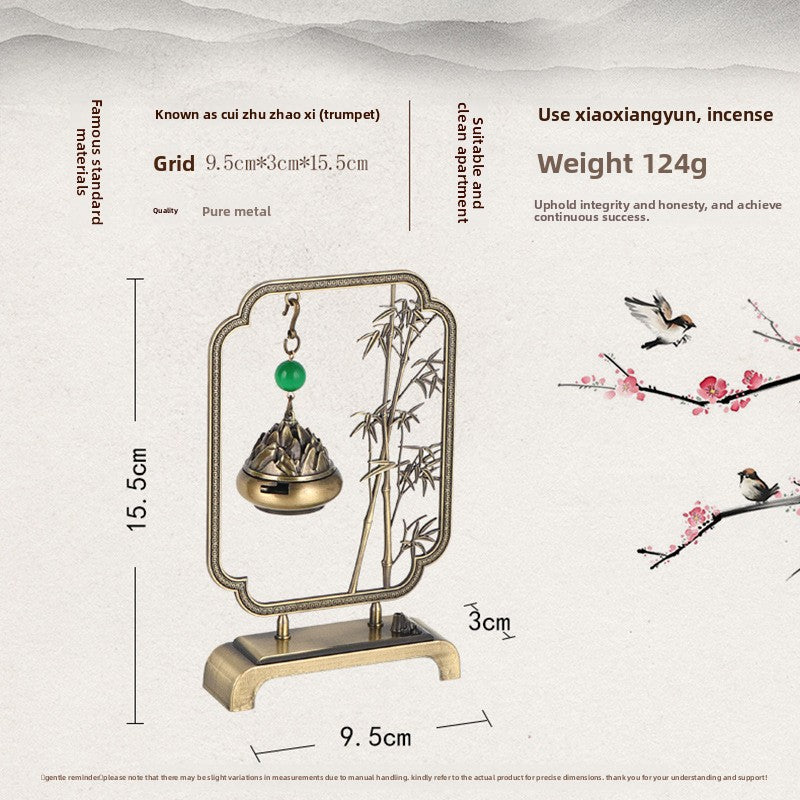 zensoullab Chinese Style Incense Burner Green Bamboo Auspicious Incense Home Indoor Ancient Style National Trend Incense Decoration Ornament