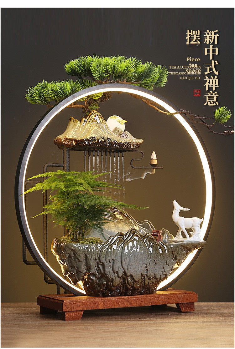 zensoullab Flowing Water Ornament Home Backflow Incense Chinese Style Backflow Incense Burner Living Room Humidifier Office Housewarming New Home Opening Gift