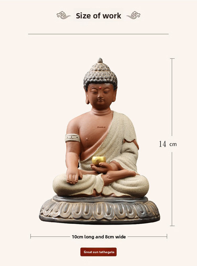 Zensoullab Zen Ceramic Sakyamuni Buddha Ornaments Vairocana Buddha Home Living Room Entrance Decorations Worship Furnishings
