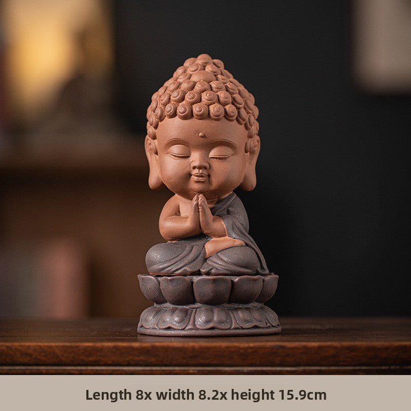 zensoullab Zen Chinese Style Saha Three Saints Desktop Ornament Creative Home Ceramic Buddhist Living Room Entrance Display Shelf Decoration
