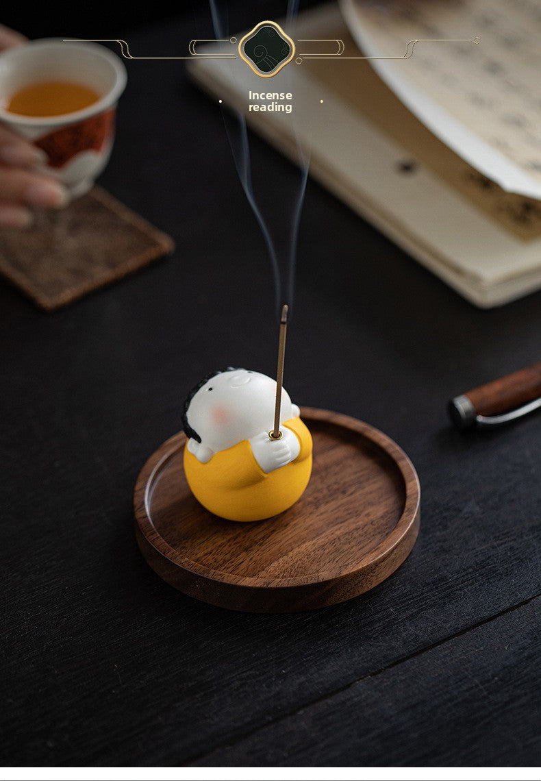 zensoullab Ceramic Cute Little Tathagata Incense Burner for Home Indoor Aromatherapy Small Ornament High-end Incense Holder Tea Table Incense Ceremony