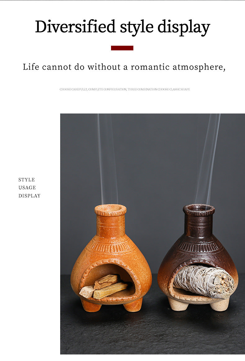 Ceramic Aromatherapy Burner Sage Incense Burner Mini Home Small Wall Stove Heat Resistant Can Be Burned with Open Flame Holy Wood Stove