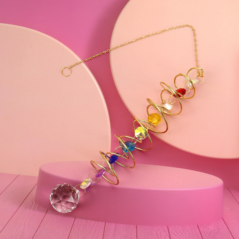 zensoullab Spiral Spinner Sun Catcher Crystal Wind Chime Rainbow Maker Rotating Hook Garden Decoration