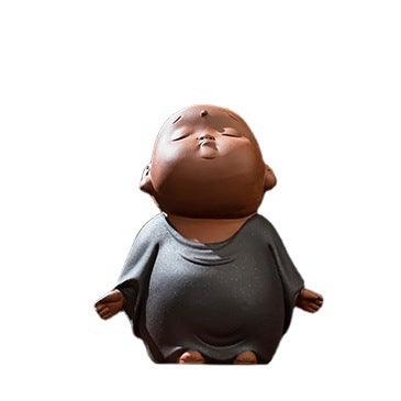 zensoullab Zen Purple Clay Little Monk Figure Creative Desktop Living Room New Chinese Style Study Entrance Tea Room Tea Pet Ceramic Ornament