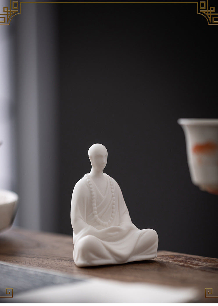 zensoullab Chinese Style Little Monk Home Decor Ceramic Zen Unphase Buddha Tea Ceremony Fish Tank Landscaping Micro Landscape Bonsai Decoration
