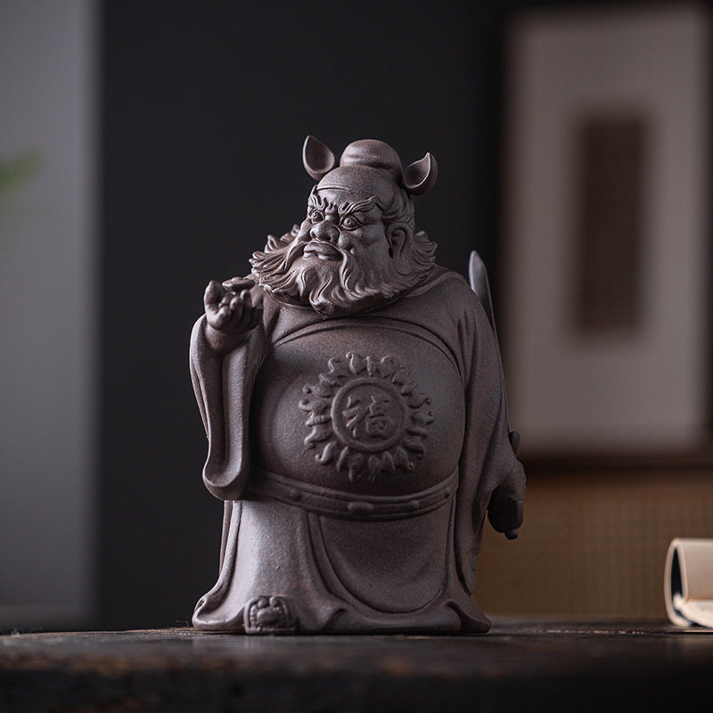 zensoullab Zen Style Chinese Purple Clay Zhongkui Blessing Figurine Creative Home Living Room Study Entrance Craft Decoration Ornament