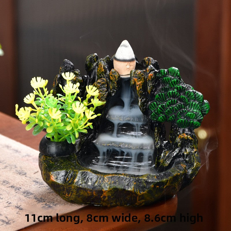 Zensoullab Resin Carving High Mountain Flowing Water Backflow Agarwood Stove Home Indoor Zen Sandalwood Incense Burner Tea Ceremony Decoration Zen Incense Burner