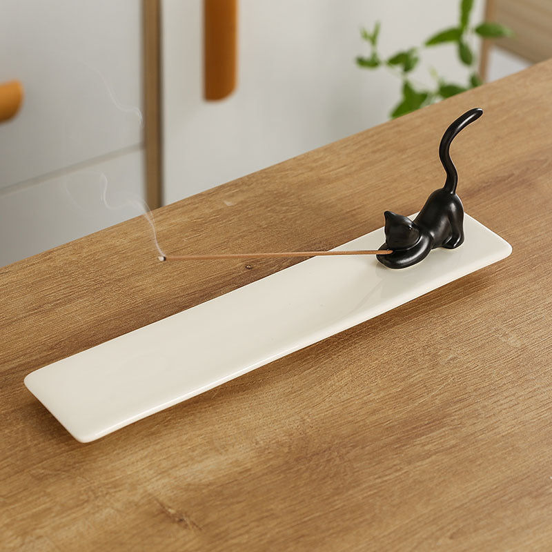 Cross-Border Ceramic Kitten Aromatherapy Burner Ornament Creative Cute Cat Home Indoor Creative Incense Holder Incense Stand Incense Tray