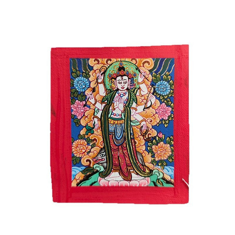 zensoullab Nepal Hand-painted Moli Branchi Tian Vajrasattva Thangka Tibetan Buddha Statue Bodhisattva Thangka Gawu Box Necklace Pendant