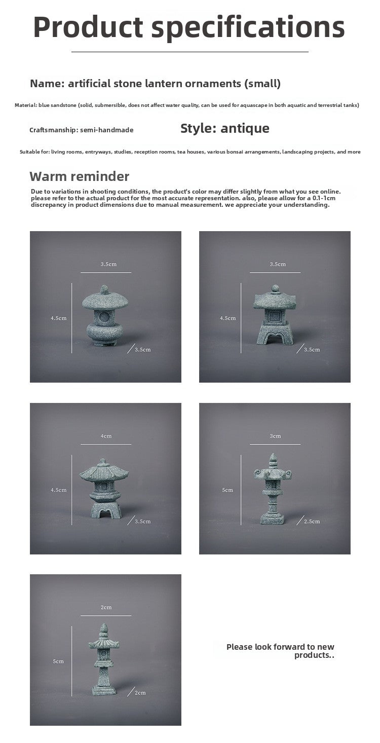 zensoullab Artificial Landscape Stone Lantern Small Stone Pavilion Ornament Home Entrance Pavilion Decoration Gardening Flower Bonsai Landscaping Decoration