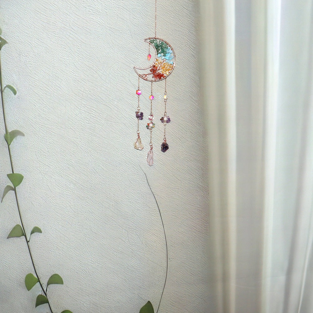 zensoullab Crystal Pendant Metal Moon Sun Catcher Outdoor Window Hanging Decoration Craft Pendant