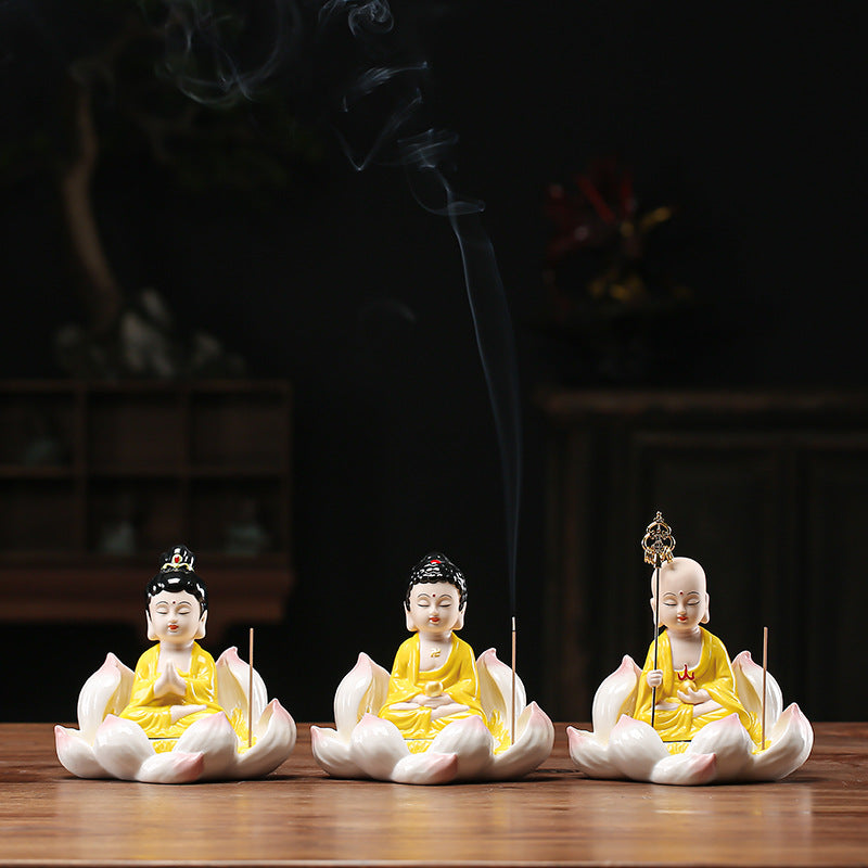 Zensoullab Creative Boutique Handicrafts Ceramic Classical Buddha Statue Buddha Buddha Guanyin Bodhisattva Chinese Household Car Safety Ornaments