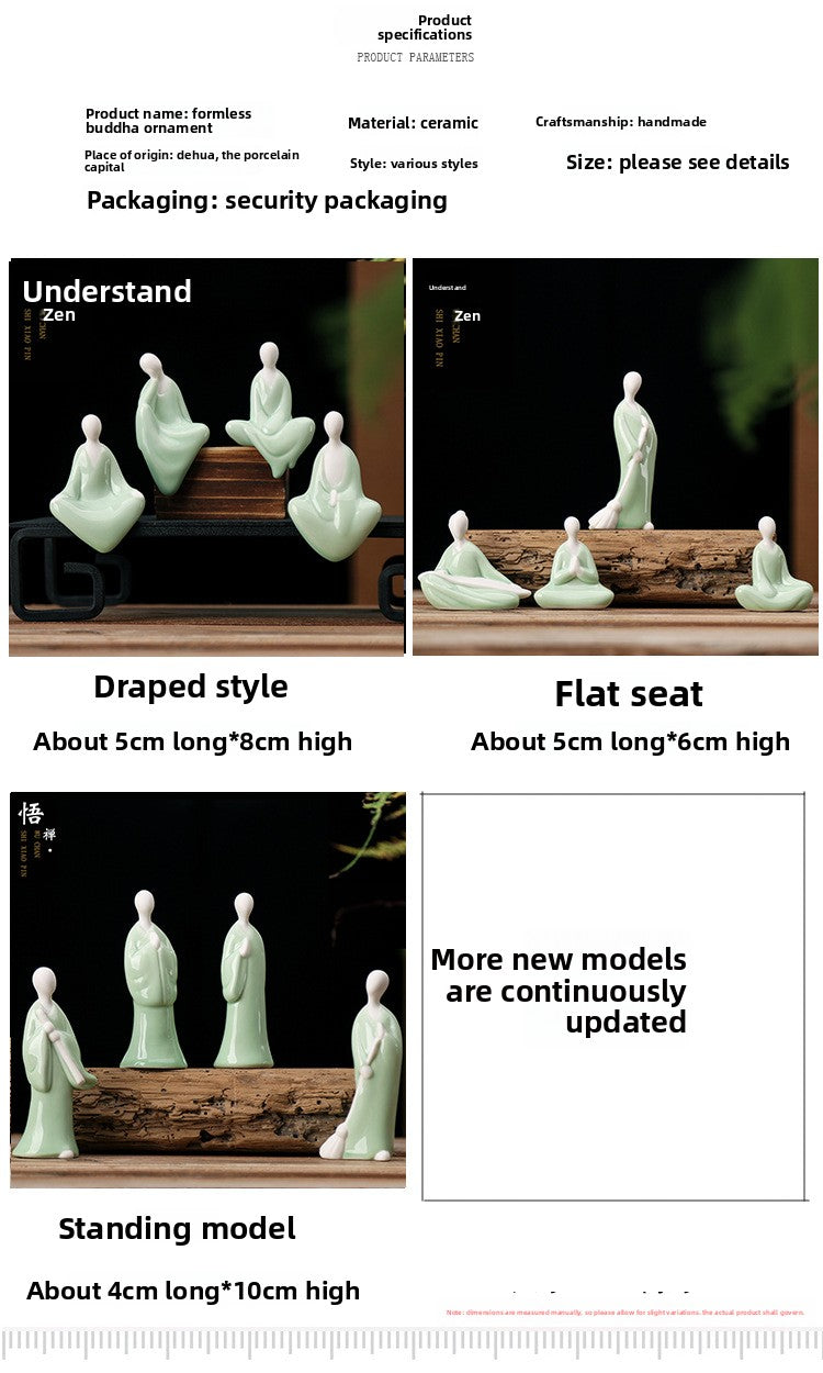 zensoullab Zen Green Porcelain Formless Small Living Tea Ceremony Accessories Ceramic Succulent Bonsai Fish Tank Landscaping Home Chinese Style Mini Ornaments